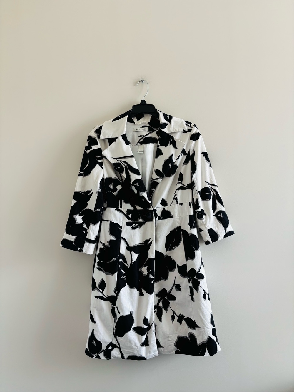 Vintage White House Black Market Jacket Floral Mid-Length Womens 4 Retro Y2K Mod